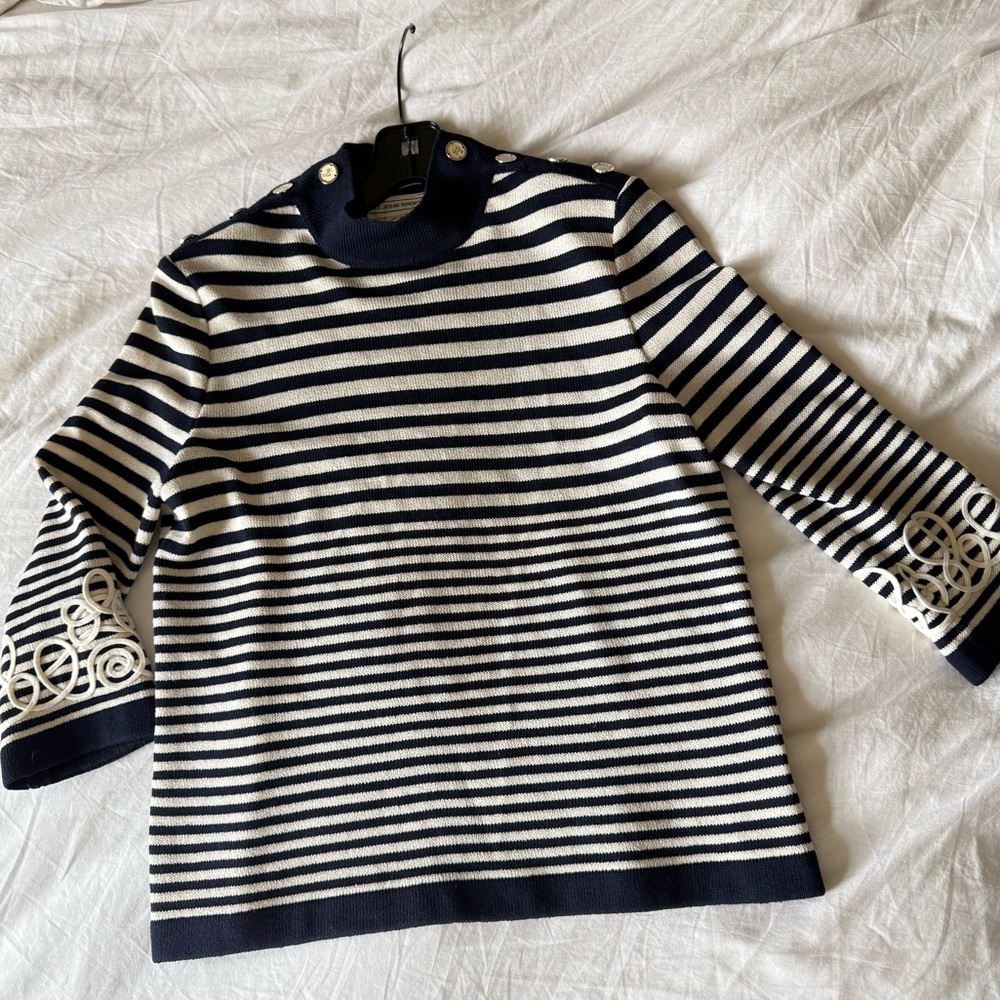 ST JOHN SPORT | Striped Cardigan Size P